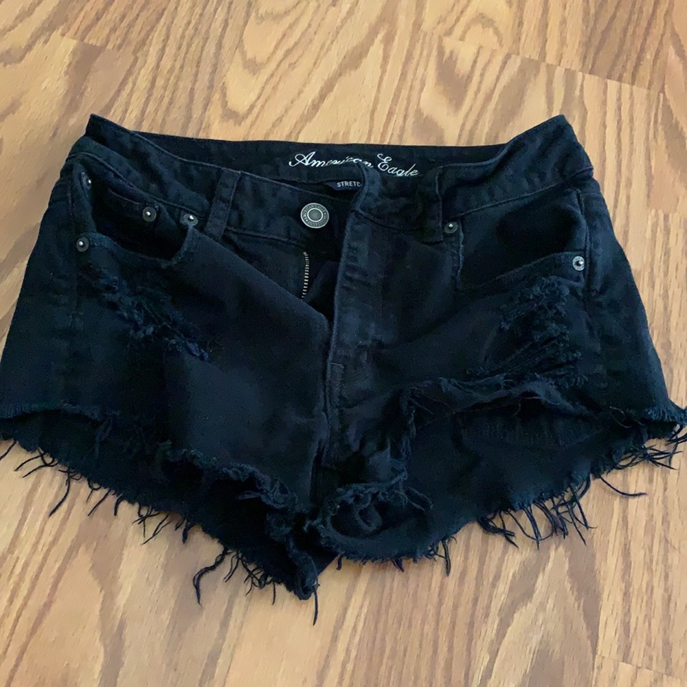 American Eagle black jean shorts